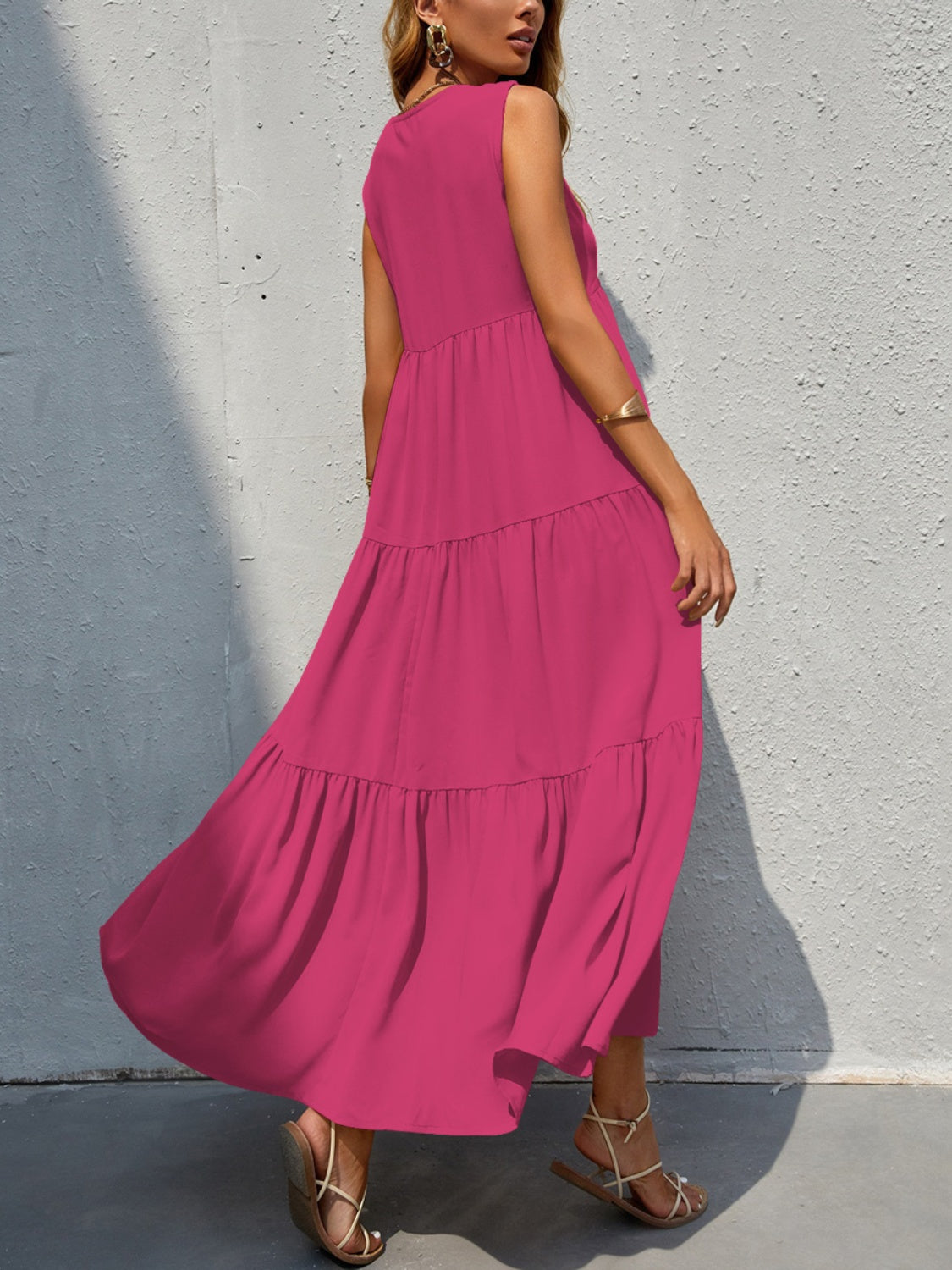 Tiered V-Neck Sleeve Dress - store name